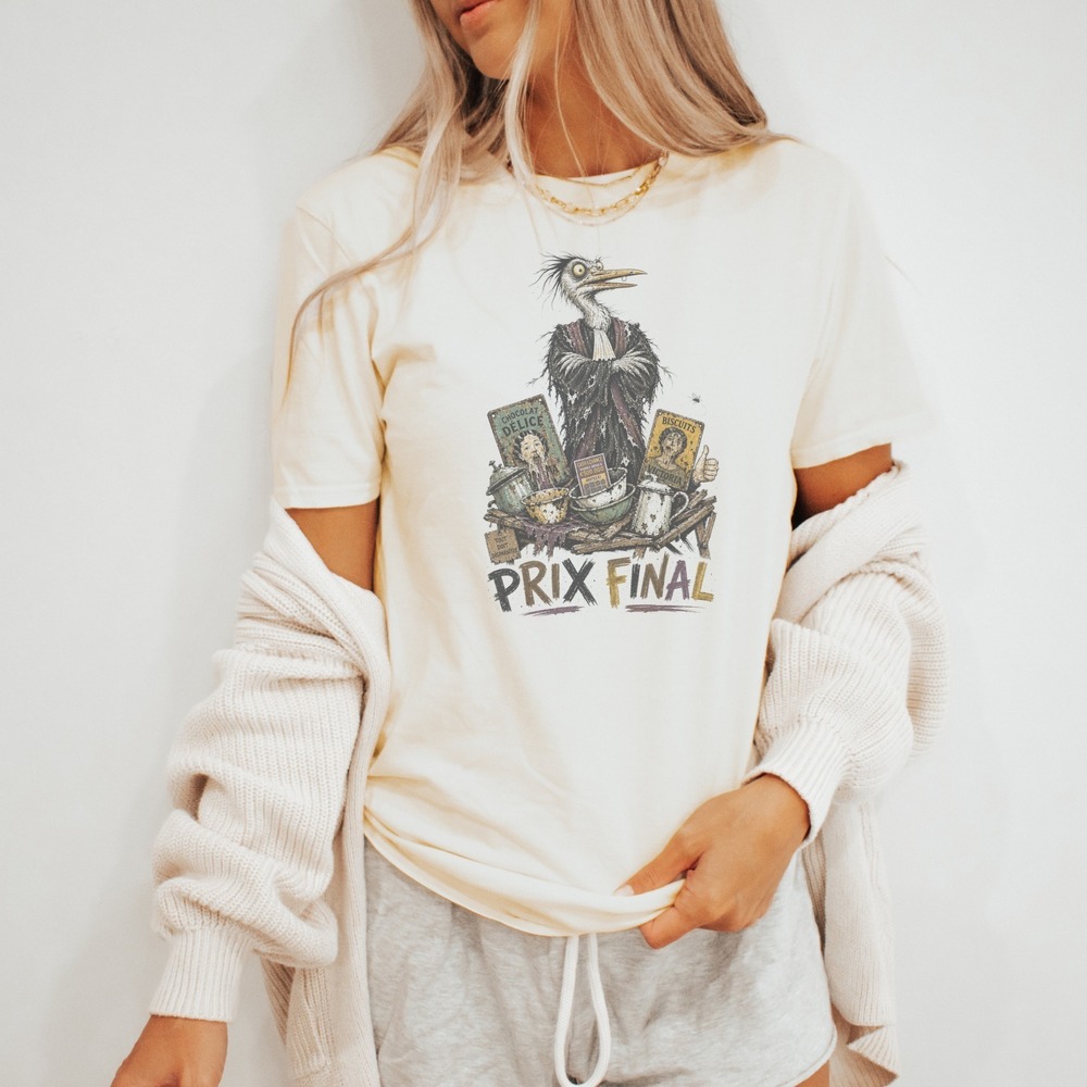 Woodcut Style Dark Humor Bird Graphic Tee - Picture 3 of 5